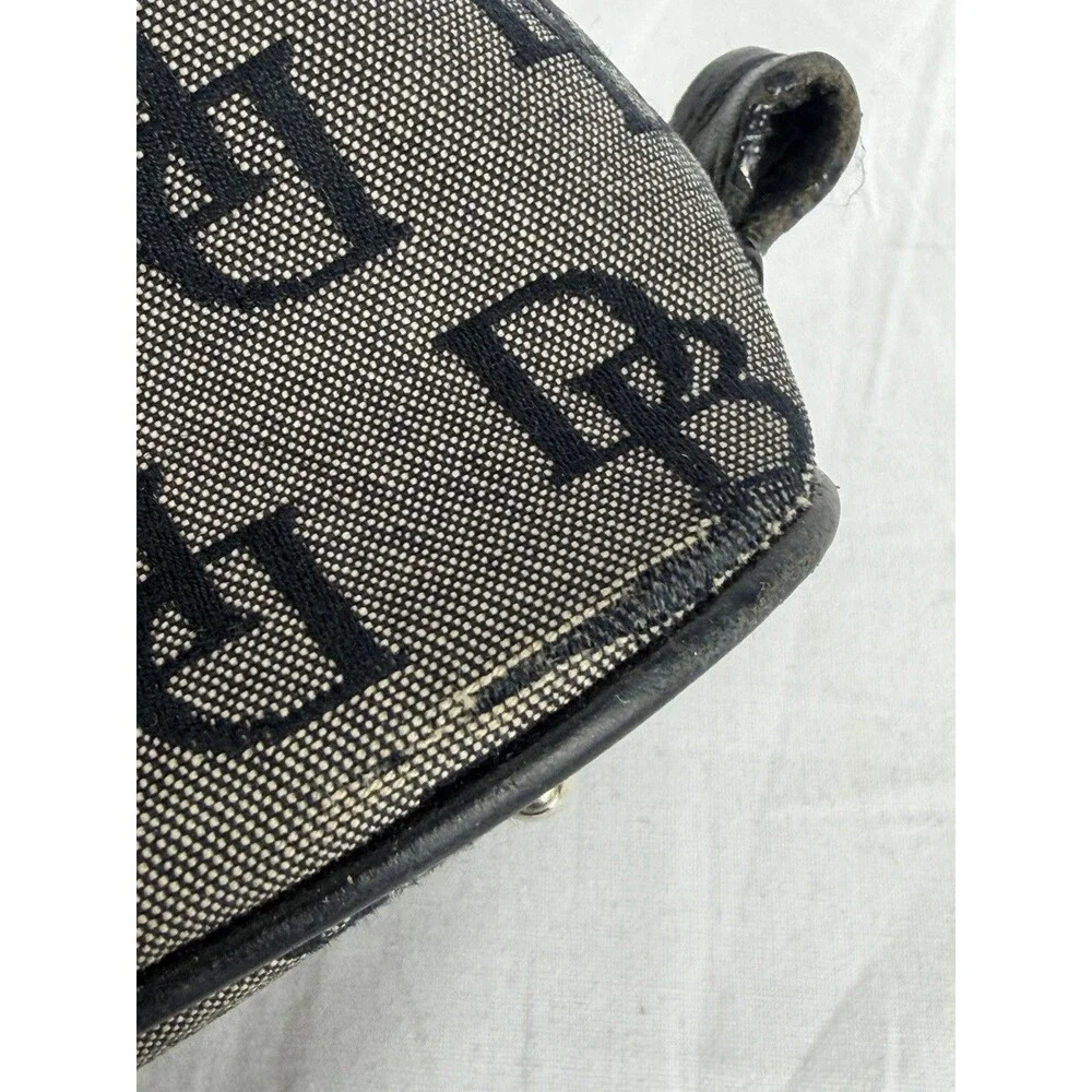 Vintage Dooney & Bourke Mini Bag Black & Gray Monogram DB Black Leather - Picture 8 of 16